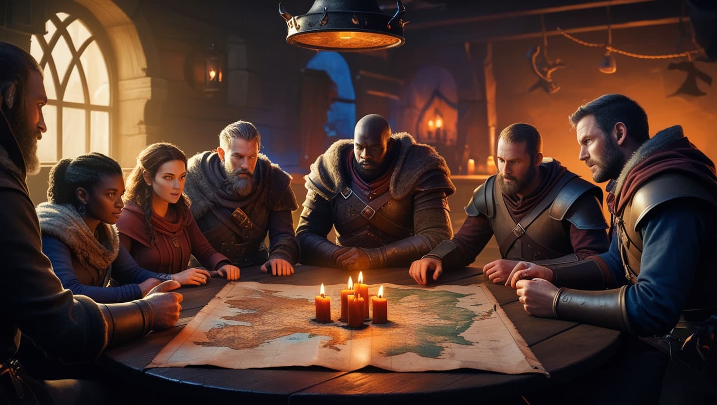 Fantasy tavern notice board covered in one-shot adventure flyers and quest hooks