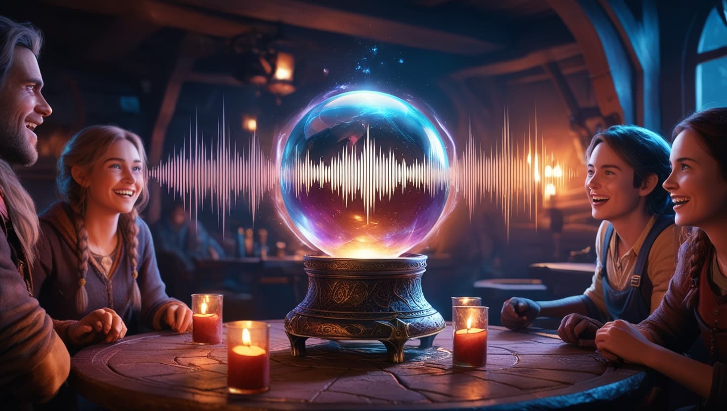 A pair of headphones resting on a dungeon map with dice and character sheets scattered around