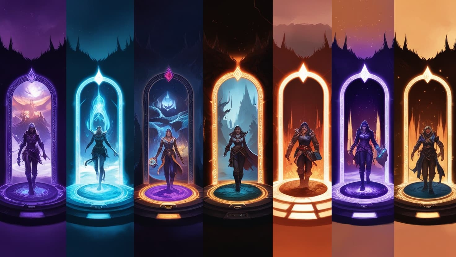 Grid of online D&D platform interfaces showing virtual tabletops and AI tools side by side