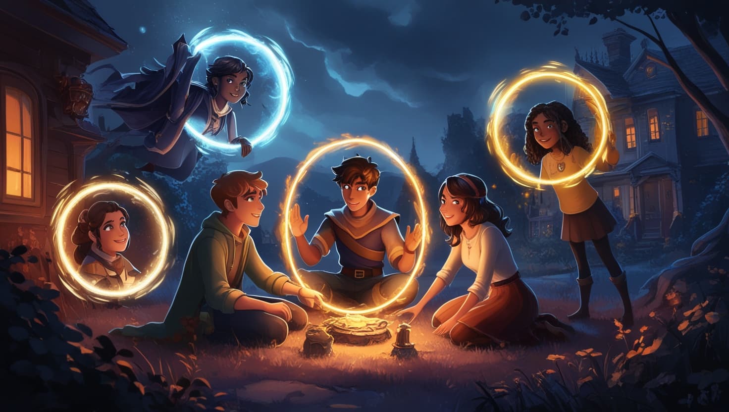 Group of friends on a video call laughing while playing D&D together online