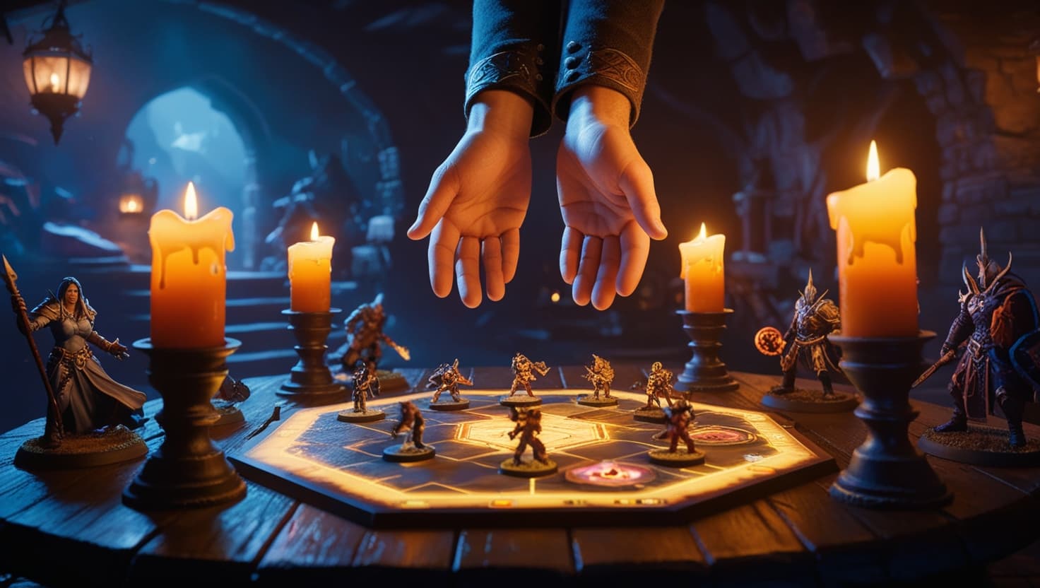 DM preparing a one-shot adventure with a timer, quick-reference cards, and a simple map