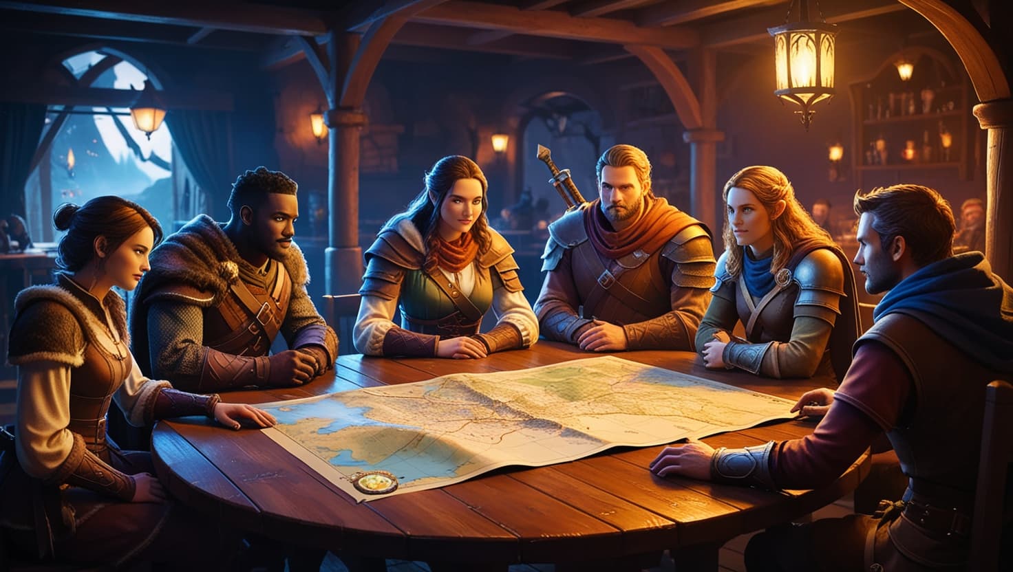 Players gathered around a table with blank character sheets discussing campaign expectations