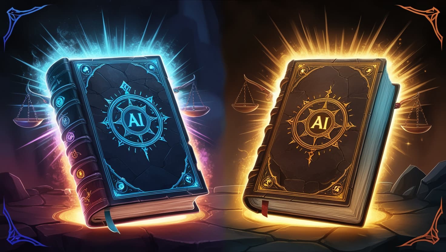 Side-by-side comparison of StoryRoll and Fables.gg interfaces for AI-powered D&D